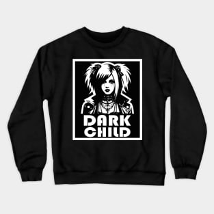 Gothic Rebel Fashion: Edgy Dark Child Portrait Crewneck Sweatshirt